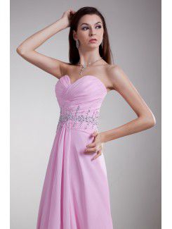 Chiffon Sweetheart Sweep Train Column Embroidered Prom Dress