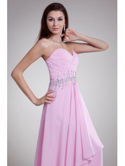 Chiffon Sweetheart Sweep Train Column Embroidered Prom Dress