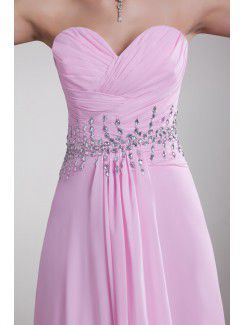 Chiffon Sweetheart Sweep Train Column Embroidered Prom Dress