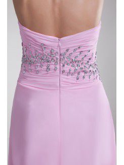 Chiffon Sweetheart Sweep Train Column Embroidered Prom Dress