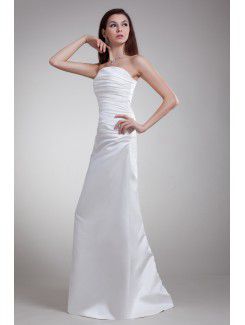 Satin Strapless Sweep Train A-line Prom Dress