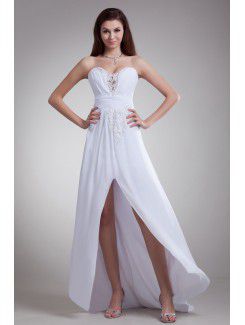 Chiffon Sweetheart Floor Length A-line Embroidered Prom Dress