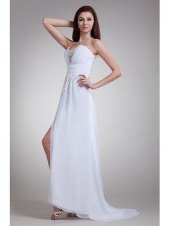 Chiffon Sweetheart Floor Length A-line Embroidered Prom Dress