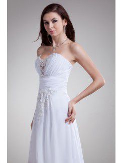 Chiffon Sweetheart Floor Length A-line Embroidered Prom Dress