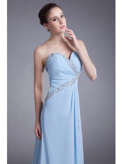 Chiffon Sweetheart Sweep Train Column Embroidered Prom Dress