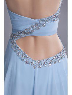 Chiffon Sweetheart Sweep Train Column Embroidered Prom Dress