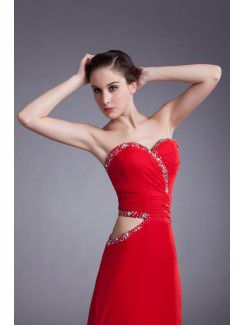 Chiffon Sweetheart Sweep Train Column Embroidered Prom Dress