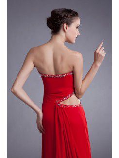 Chiffon Sweetheart Sweep Train Column Embroidered Prom Dress