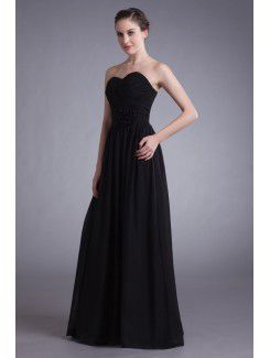 Chiffon Sweetheart Floor Length A-line Hand-made Flower Prom Dress