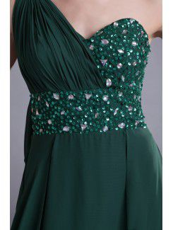 Chiffon Asymmetrical Sweep Train Column Embroidered Prom Dress