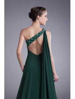 Chiffon Asymmetrical Sweep Train Column Embroidered Prom Dress