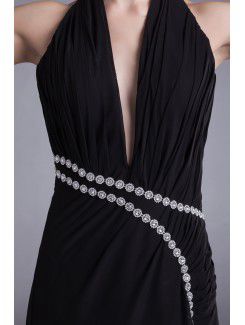 Chiffon Halter Sweep Train Column Sequins Prom Dress