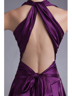 Satin V-Neck Floor Length A-line Prom Dress