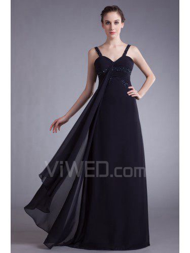 Chiffon bodenlangen spalte bestickte ballkleid