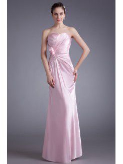 Silk Sweetheart Floor Length Sheath Hand-made Flower Prom Dress