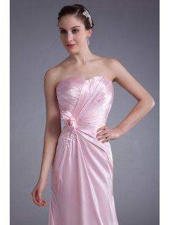 Silk Sweetheart Floor Length Sheath Hand-made Flower Prom Dress