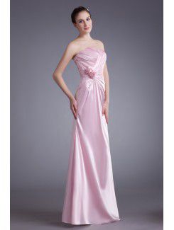 Silk Sweetheart Floor Length Sheath Hand-made Flower Prom Dress