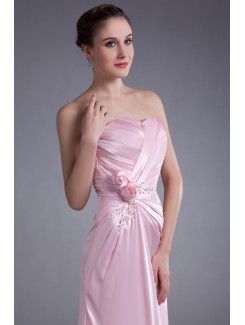 Silk Sweetheart Floor Length Sheath Hand-made Flower Prom Dress