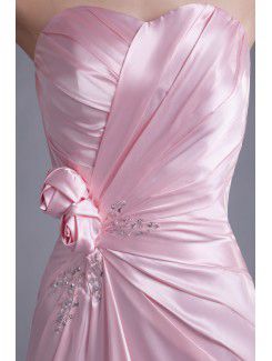 Silk Sweetheart Floor Length Sheath Hand-made Flower Prom Dress