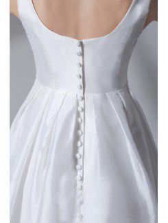 Taffeta Square Chapel Train Column Wedding Dress