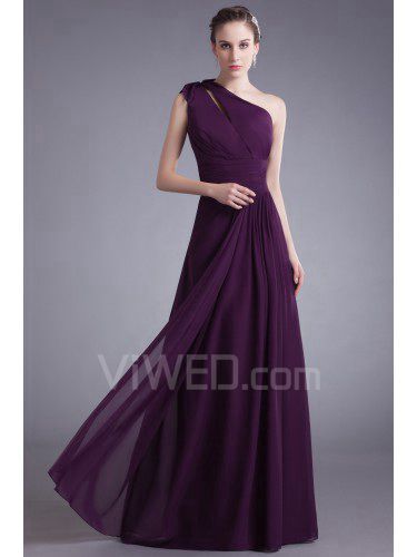 Chiffon Asymmetrical Floor Length Column Prom Dress