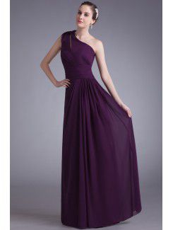 Chiffon Asymmetrical Floor Length Column Prom Dress