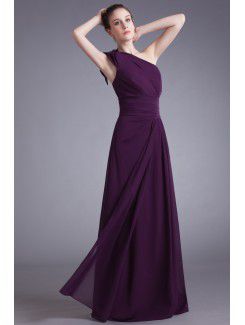 Chiffon Asymmetrical Floor Length Column Prom Dress