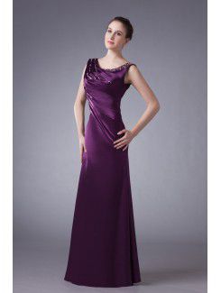 Satin Straps Floor Length A-line Embroidered Prom Dress