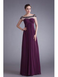 Chiffon portrait bodenlange ballkleid spalte