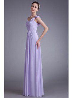 Chiffon One-Shoulder Floor Length Column Bow Prom Dress