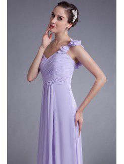 Chiffon One-Shoulder Floor Length Column Bow Prom Dress