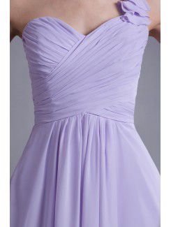 Chiffon One-Shoulder Floor Length Column Bow Prom Dress