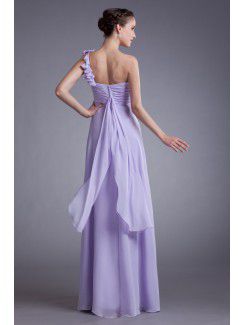 Chiffon One-Shoulder Floor Length Column Bow Prom Dress