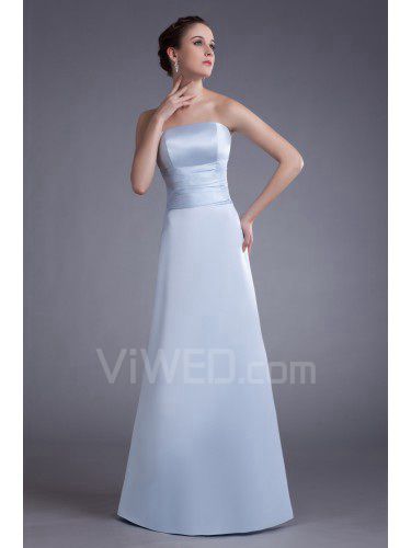 Satin Strapless Floor Length A-line Prom Dress