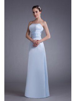 Satin Strapless Floor Length A-line Prom Dress