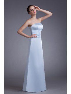 Satin Strapless Floor Length A-line Prom Dress