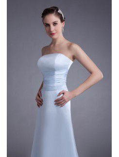 Satin Strapless Floor Length A-line Prom Dress