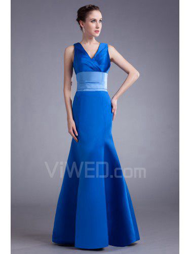 Satin mit v-ausschnitt bodenlange mantel prom kleid