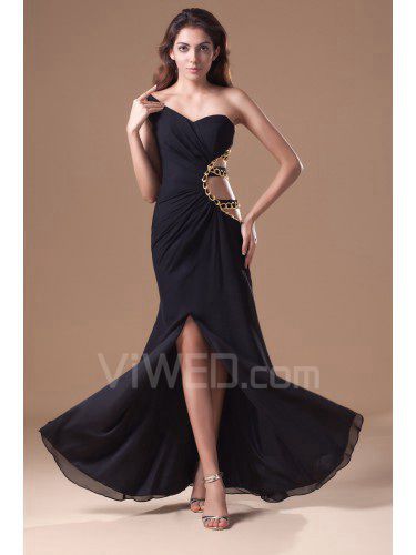 Chiffon asymmetrisch knöchellangen mantel bestickte ballkleid