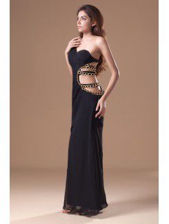 Chiffon Asymmetrical Ankle-Length Sheath Embroidered Prom Dress