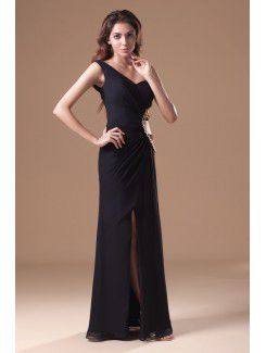 Chiffon Asymmetrical Ankle-Length Sheath Embroidered Prom Dress