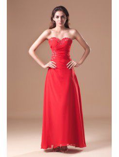 Chiffon Sweetheart Floor Length A-line Embroidered Prom Dress