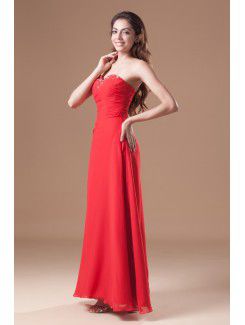 Chiffon Sweetheart Floor Length A-line Embroidered Prom Dress