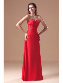 Chiffon Sweetheart Floor Length A-line Embroidered Prom Dress