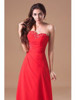 Chiffon Sweetheart Floor Length A-line Embroidered Prom Dress