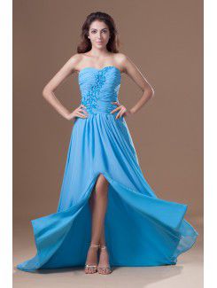 Chiffon Sweetheart Sweep Train A-line Embroidered Prom Dress