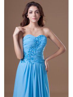 Chiffon Sweetheart Sweep Train A-line Embroidered Prom Dress