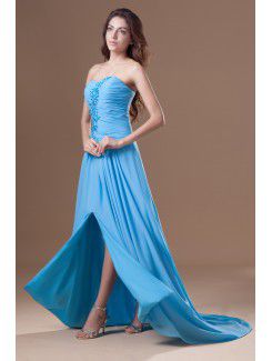 Chiffon Sweetheart Sweep Train A-line Embroidered Prom Dress