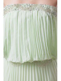 Chiffon Strapless Sweep Train Column Embroidered Prom Dress