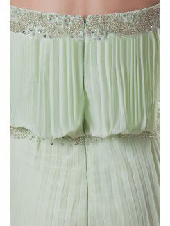 Chiffon Strapless Sweep Train Column Embroidered Prom Dress